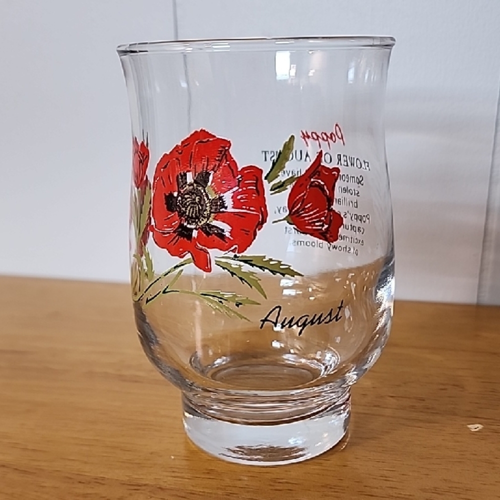 Poppy Flower of August Glass Cup